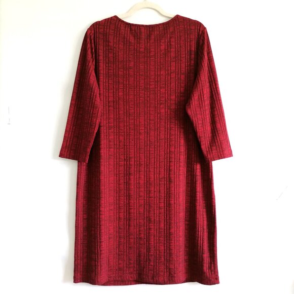 NWT Chico's Cranberry Spice Red Heathered Ribbed Striped Short Dress Size 2 US L - Picture 4 of 7
